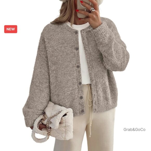 Sweaters - Cozy Oversized Button Down Cardigan Sweater Minimal Chic Y2K Fall Outfit